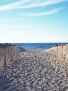 море, горизонт, дорожка, пляж