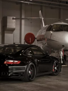 black, 360 three sixty forged, turbo, порше, 997, задняя часть, турбо, чёрный, ангар, porsche
