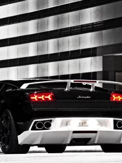черная, город, lamborghini gallardo gt600