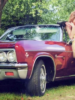 мужчина и девушка, дом, импала, 1964, adrien brody, impala, эдриан броуди, эльза патаки, chevrolet, ss, elsa pataky, шевроле, красная, деревья