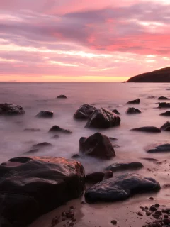 небо, камни, закат, море