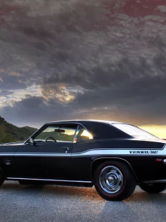 авто, camaro, тюнинг, закат, chevrolet, дорога, шевролет, камаро