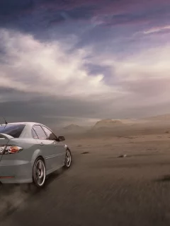 песок, горы, mazda 6 gt