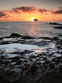 закат, море, камень