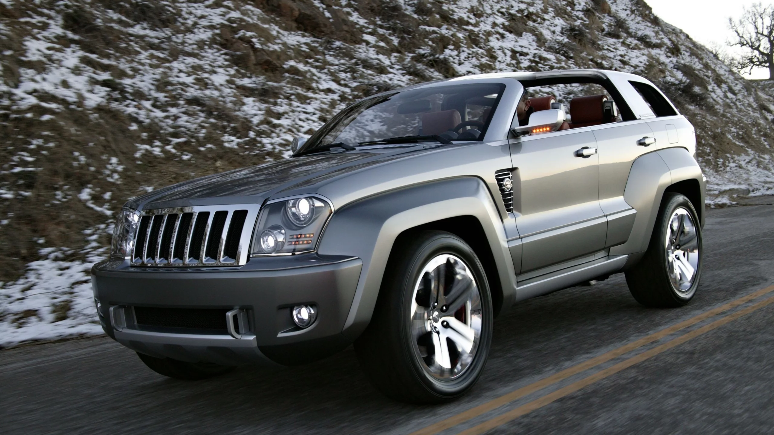 горы, white, дорога, jeep, небо