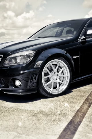 c klasse, мерседес, облака, mercedes, черный