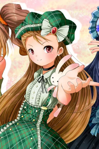 игрушка, idolmaster, девушки, микрофон, пение