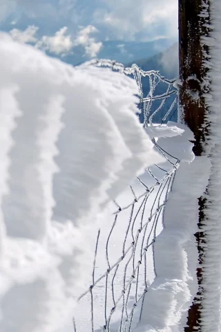 ограждение, решетка, столбы, снежок