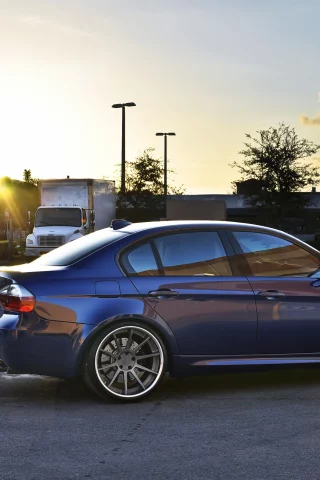 закат, небо, bmw m3 e90