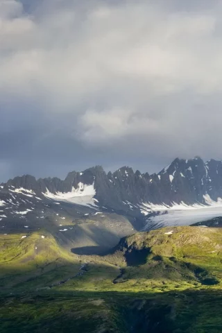 вершины, горы, небо, хребет, радуга, массив, даль