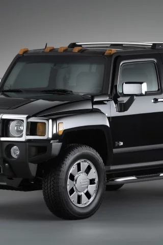 hummer, h3, black, передняя часть