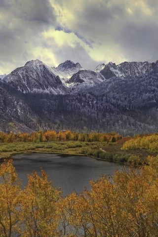 природа, осень, пейзаж, лес, горы, озеро