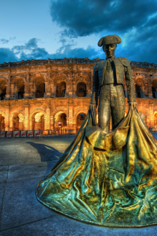 nimes, тореодор, памятник, france, колизей, скульптура