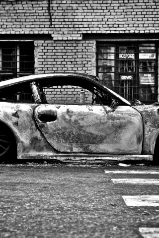 порше, пожар, porsche, fire, 911