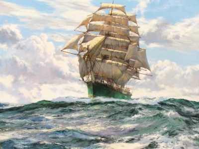 montague dawson, парусник, море