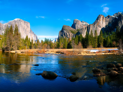 national park, камни, река, горы, valley view, природа, yosemite, лес