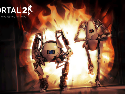 роботы, robots, valve, огонь, portal 2