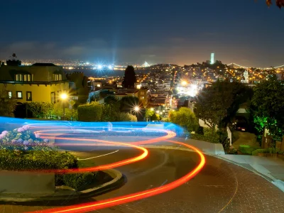 california, san francisco, сан-франциско, night, ночь, огни, lombard street, калифорния, usa