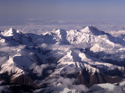 снег, mount ushba, вершины, caucasus, mountain range, горы