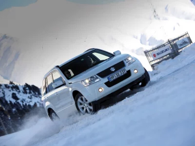сузуки, джип, кроссовер, передок, suzuki, снег, grand vitara, гранд витара, горы, белый