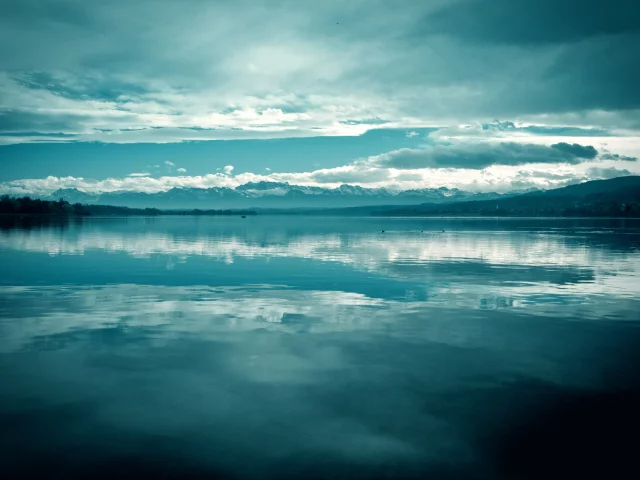 озеро, небо, спокойствие, горы