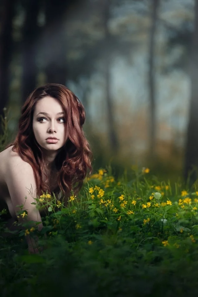 лес, девушка, природа