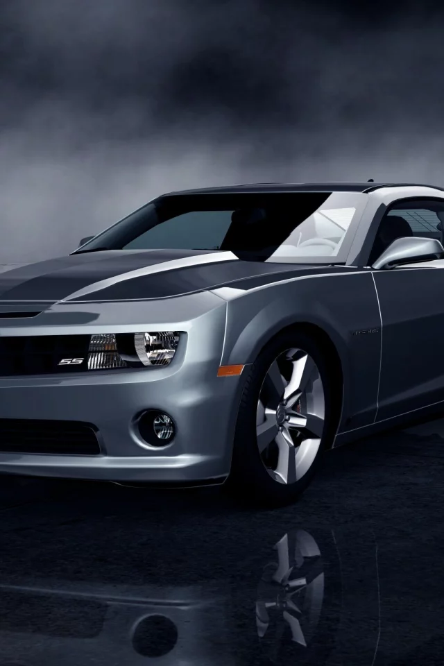 camaro ss, полумрак, chevrolet, отражение, dark car