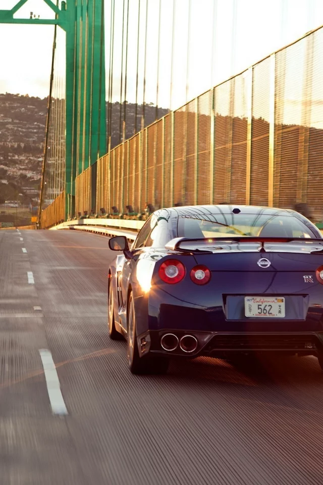 закат, мост, gtr, nissan