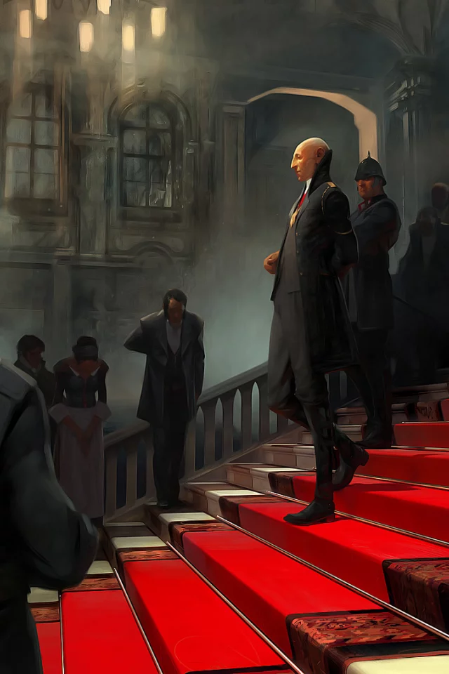 караул, красная, дворец, дорожка, ковровая, солдаты, ступени, форма, dishonored, люди