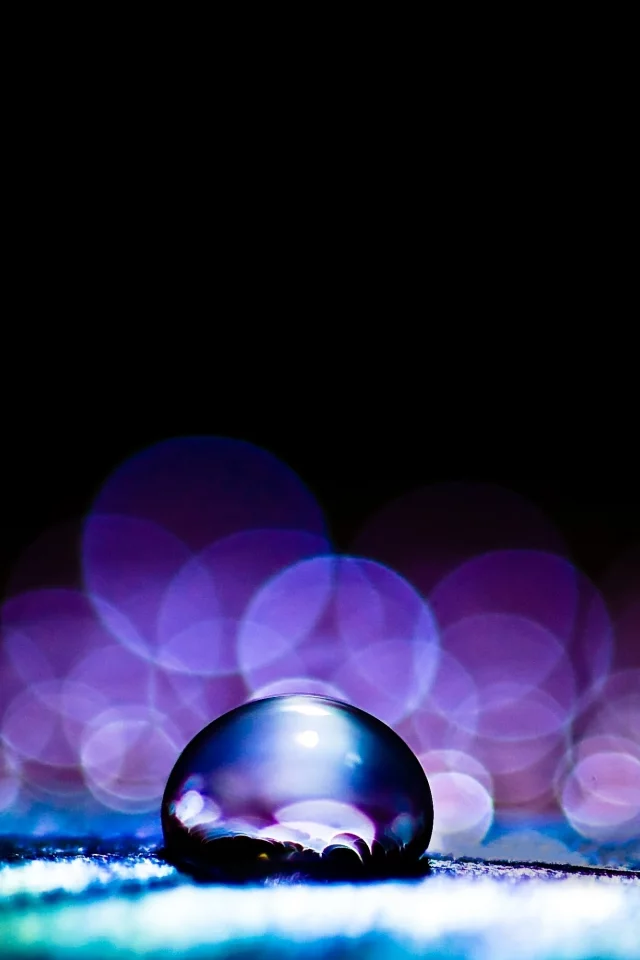 блики, темнота, макро, фокус, цвета, капля, bokeh, macro, лист