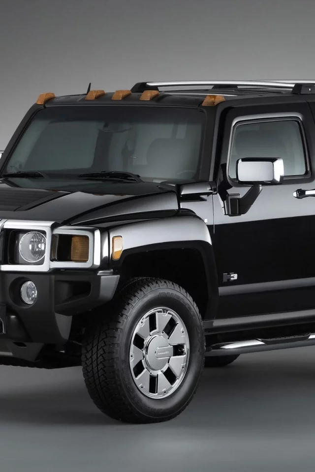 hummer, h3, black, передняя часть