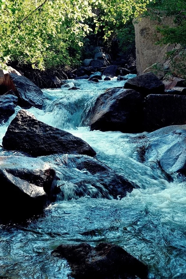 поток, природа, пейзаж, горная река, вода, камни