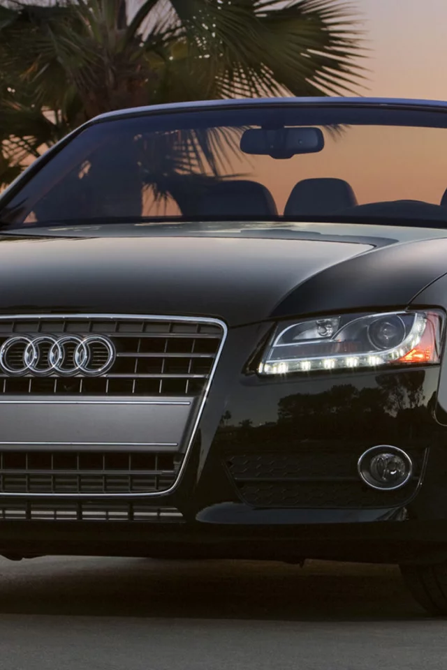 audi a5, кабриолет, пальмы, закат