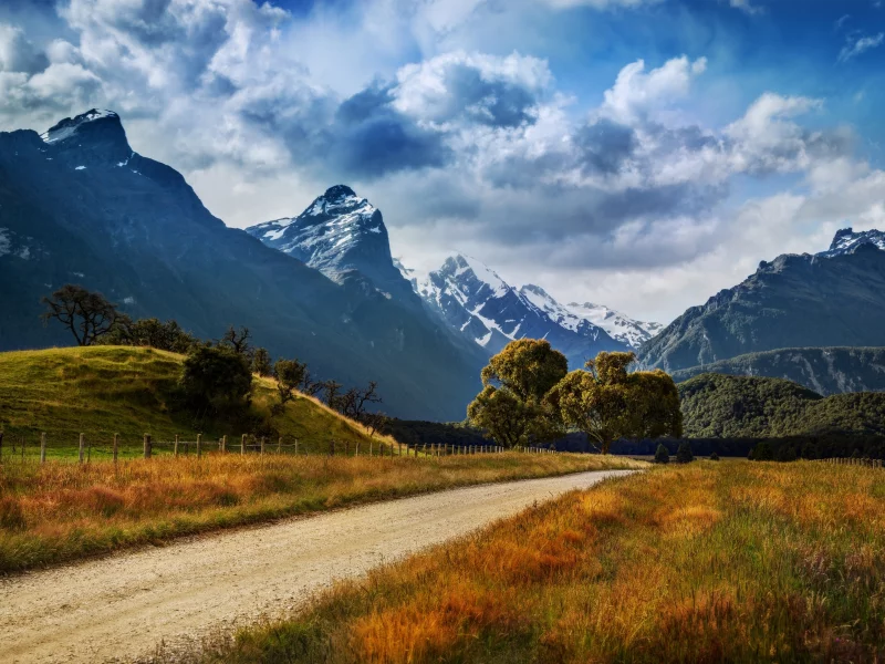 горы, новая зеландия, дорога, new zealand