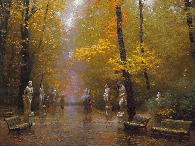пейзаж, картина, арт, виктор низовцев, деревья, парк