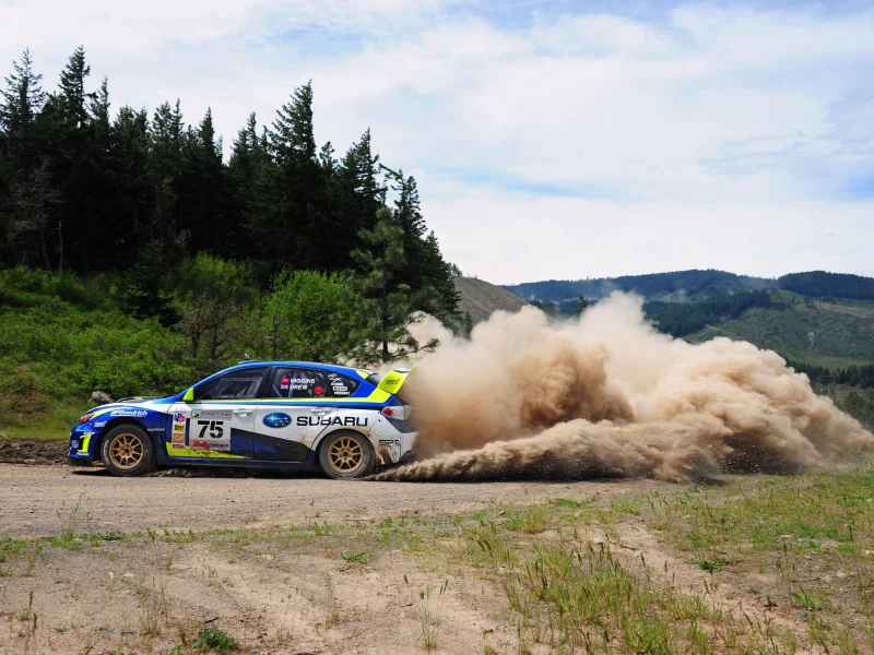 гонка, холмы, лес, субару, subaru, спорт, rally, пыль, авто