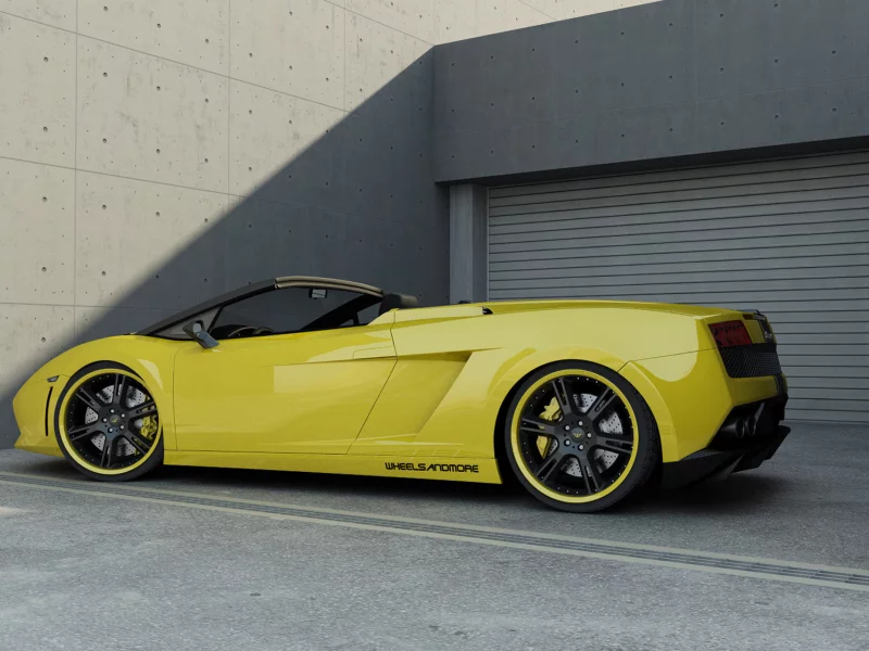 авто, диски, желтый, стены, gallardo, lamborghini, суперкар, спорткар, ламборгини, тюнинг, гараж