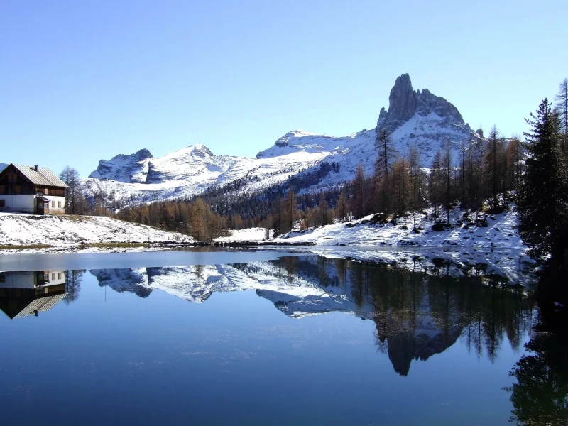 зима, becco di mezzodi, dolomites, italy, горы, снег, озеро, италия, lake federa