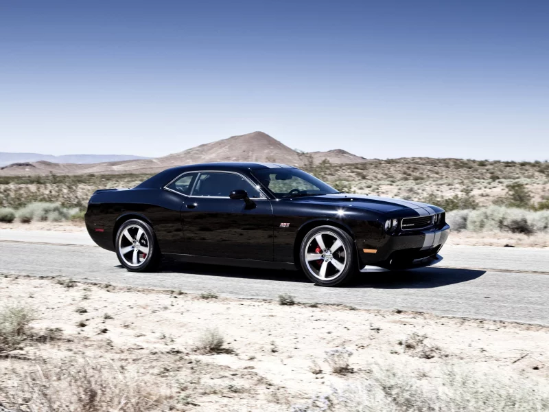 скорость, dodge, пустыня, black, srt8, challenger, 392, спортивные полосы, чёрный