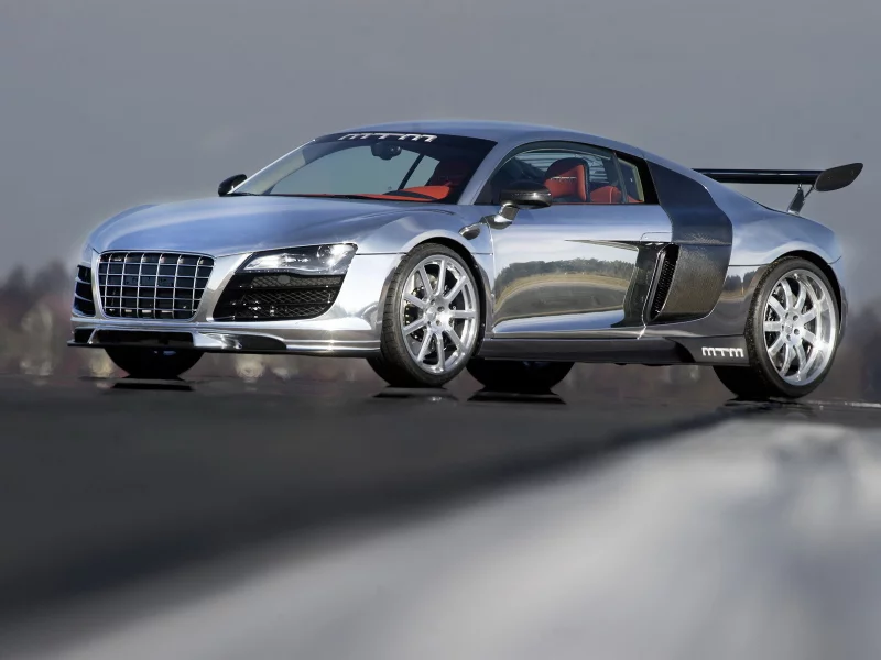 взлет, серый, audi, r8, мощь