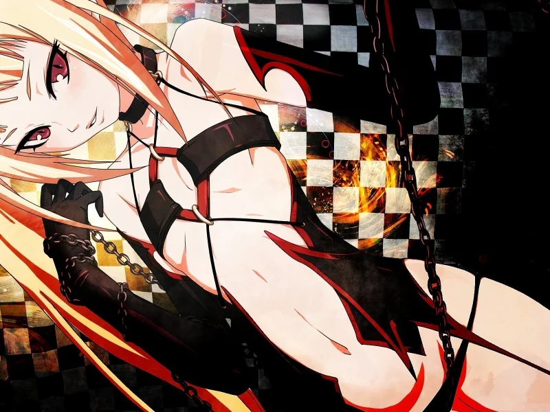 девушка, красные глаза, blazblue, перчатки, цепь