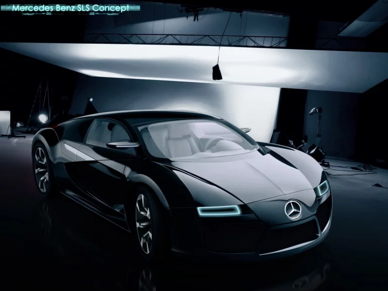 mercedes, классно, benz sls concept, фон, фары, кузов