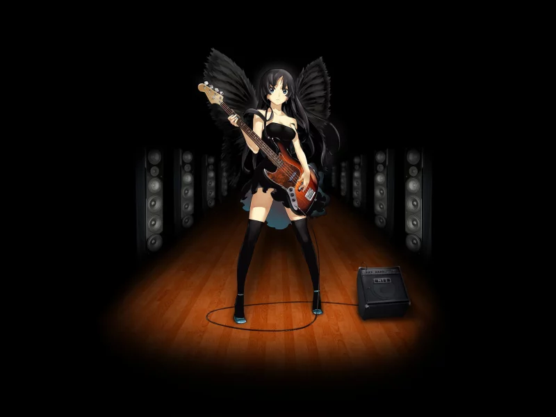 k-on, колонки, гитара, мио
