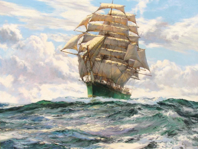 montague dawson, парусник, море