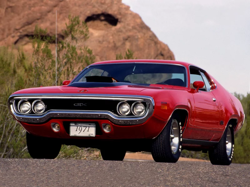 тачка, muscle car, машина, красная, 1971 plymouth roadrunner gtx, маслкар, двигатель, авто, hemi, фото, обои