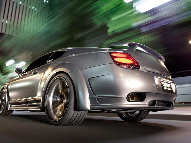 bentley, дорога, огни, город, скорость