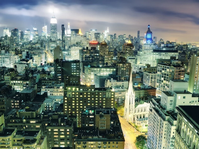 nyc, огни, new york city, midtown manhattan, usa, night, нью-йорк, ночь