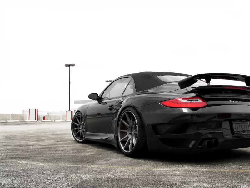 стоянка, 911, turbo, авто, небо, фото, порше, porsche, спорткар, черный