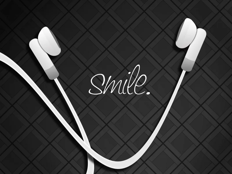 наушники, smile, улыбка