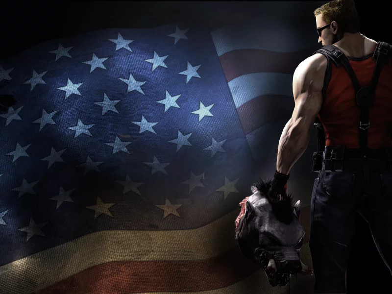 duke nukem, игра, голова, флаг, обои, forever